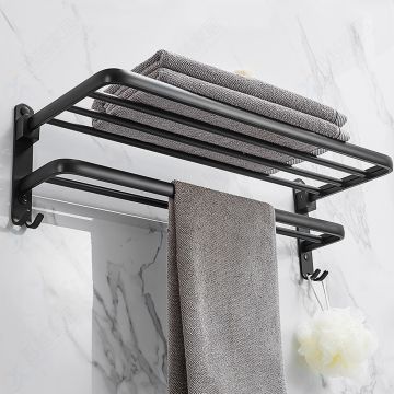 Inklapbaar handdoekrek Nero 49cm mat zwart 