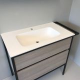 Badmeubelset 2-delig Eternal 90cm eiken - mat zwart, met solid surface wastafel