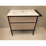 Badmeubelset 2-delig Eternal 90cm eiken - mat zwart, met keramische wastafel