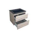Badmeubel Kubic 60 cm, licht eiken met composiet wastafel antraciet