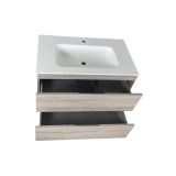 Badmeubel Kubic 80 cm, licht eiken met solid surface wastafel