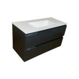 Badmeubel Kubic 100 cm, antraciet glans met solid surface wastafel