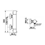Maatvoering thermostatische opbouwkraan Time Male