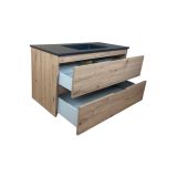 Badmeubel Kubic 100 cm, modern eiken met composiet wastafel antraciet