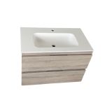 Badmeubel Kubic 80 cm, licht eiken met solid surface wastafel