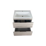 Badmeubel Kubic 60 cm, licht eiken met solid surface wastafel
