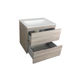 Badmeubel Kubic 60 cm, licht eiken met solid surface wastafel
