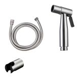 Bidetdouche of toiletdouche Slim met slang 150 cm en wandhouder rvs 'look'