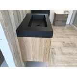 Badmeubel Roble 80cm, eiken 'look' met 10cm composiet wastafel antraciet