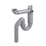 Ruimtebesparend telescopisch sifon voor keuken spoelbak met onder uitgang