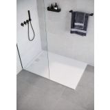 Composiet douchebak met RVS afvoergoot Evolution Eco 81x101 cm leisteen wit 9003