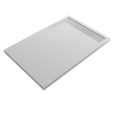 Composiet douchebak met RVS afvoergoot Evolution Eco 81x101 cm leisteen wit 9003