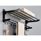 Inklapbaar handdoekrek Gancho inclusief 5 haakjes 58cm mat zwart