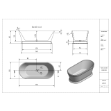 Vrijstaand acryl ligbad Heritage 80x170cm mat wit