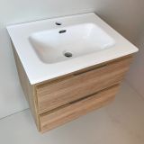 Badmeubel Roble 60cm, eiken 'look' met keramische wastafel