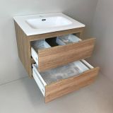 Badmeubel Roble 60cm, eiken 'look' met keramische wastafel