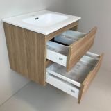Badmeubel Roble 60cm, eiken 'look' met keramische wastafel