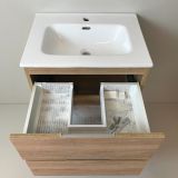 Badmeubel Roble 60cm, eiken 'look' met keramische wastafel