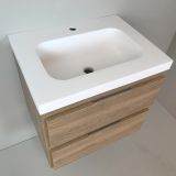 Badmeubel Roble 60cm, eiken 'look' met 5 cm composiet wastafel