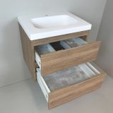Badmeubel Roble 60cm, eiken 'look' met 5 cm composiet wastafel