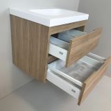 Badmeubel Roble 60cm, eiken 'look' met 5 cm composiet wastafel