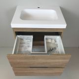 Badmeubel Roble 60cm, eiken 'look' met 5 cm composiet wastafel