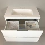Badmeubel Blanco 80cm, wit mat met Solid Surface wastafel