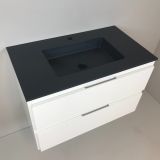Badmeubel Blanco 80cm, wit mat met composiet wastafel antraciet