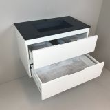 Badmeubel Blanco 80cm, wit mat met composiet wastafel antraciet