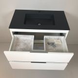 Badmeubel Blanco 80cm, wit mat met composiet wastafel antraciet