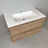 Badmeubel Roble 80cm, eiken 'look' met Solid Surface wastafel
