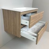 Badmeubel Roble 80cm, eiken 'look' met Solid Surface wastafel