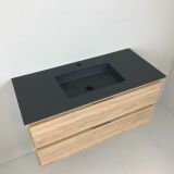 Badmeubel Roble 100cm eiken 'look' met composiet wastafel antraciet