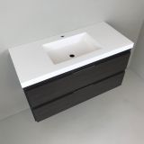 Badmeubel Wengé 100cm, wengé 'look' met 5cm composiet wastafel