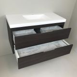 Badmeubel Wengé 100cm, wengé 'look' met 5cm composiet wastafel