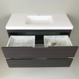 Badmeubel Wengé 100cm, wengé 'look' met 5cm composiet wastafel