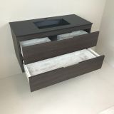 Badmeubel Wengé 100cm, wengé 'look' met composiet wastafel antraciet