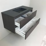 Badmeubel Wengé 100cm, wengé 'look' met composiet wastafel antraciet