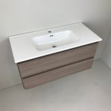 Badmeubel Fresno 100cm, essen 'look' met keramische wastafel