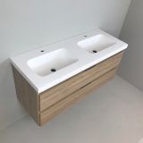 Dubbel badmeubel Roble 120cm, eiken 'look' met 5cm dik composiet wastafel