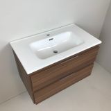 Badmeubel Nogal 80cm, noten 'look' met keramische wastafel