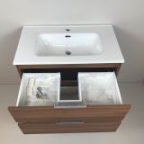 Badmeubel Nogal 80cm, noten 'look' met keramische wastafel