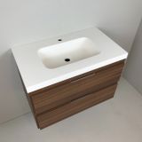 Badmeubel Nogal 80cm, noten 'look' met 5cm composiet wastafel