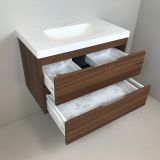 Badmeubel Nogal 80cm, noten 'look' met 5cm composiet wastafel