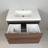 Badmeubel Nogal 80cm, noten 'look' met 5cm composiet wastafel