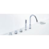 5-delige badkraan Cali voor badrand chroom