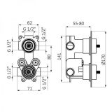 Inbouw thermostaatkraan Nero mat zwart rond