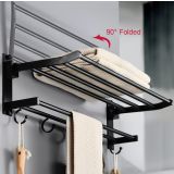 Inklapbaar handdoekrek Gancho inclusief 5 haakjes 58cm mat zwart