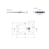 Composiet douchebak Slim Eco 93.5x140 cm leisteen wit