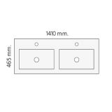 Keramische wastafel Milan, 141x46cm wit